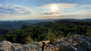 A view from the top of the Feldstein in the Bruchhauser Steine on the Rothaarsteig in the Sauerland