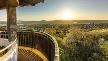 Sunrise over the Rhine Valley from the Feltenturm tower near Sinzig
