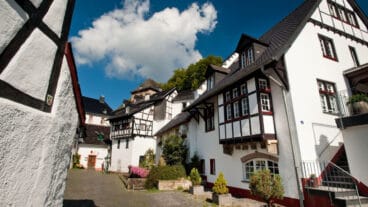 Half-timbered houses and the Ahrquelle in Blankenheim