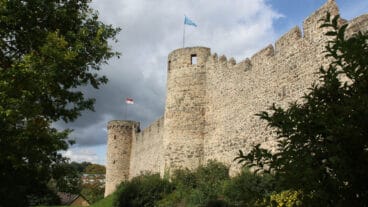 A view of the walkable city wall ruins of Heimersheim