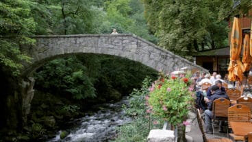 The Jungfern bridge and Königsruhe beside the river Bode