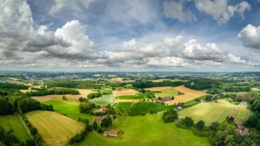 A panoramic view of the landscape near Werther on stage six of the Hermannsweg and Hermannshöhen